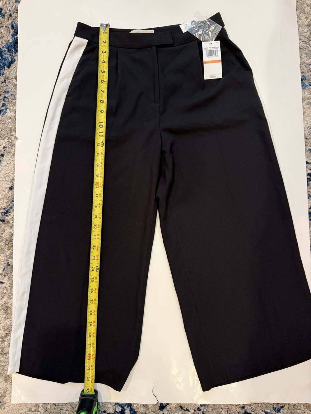 Michael Kors Black Cropped Pants Trousers with White Trim S